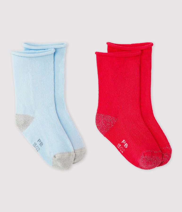 Baby Girls' Plain Socks - 2-Pack multicolor