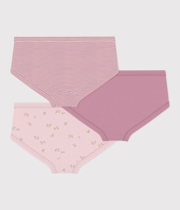 Pack of children's high-waisted cotton pants with a flower pattern multicolor