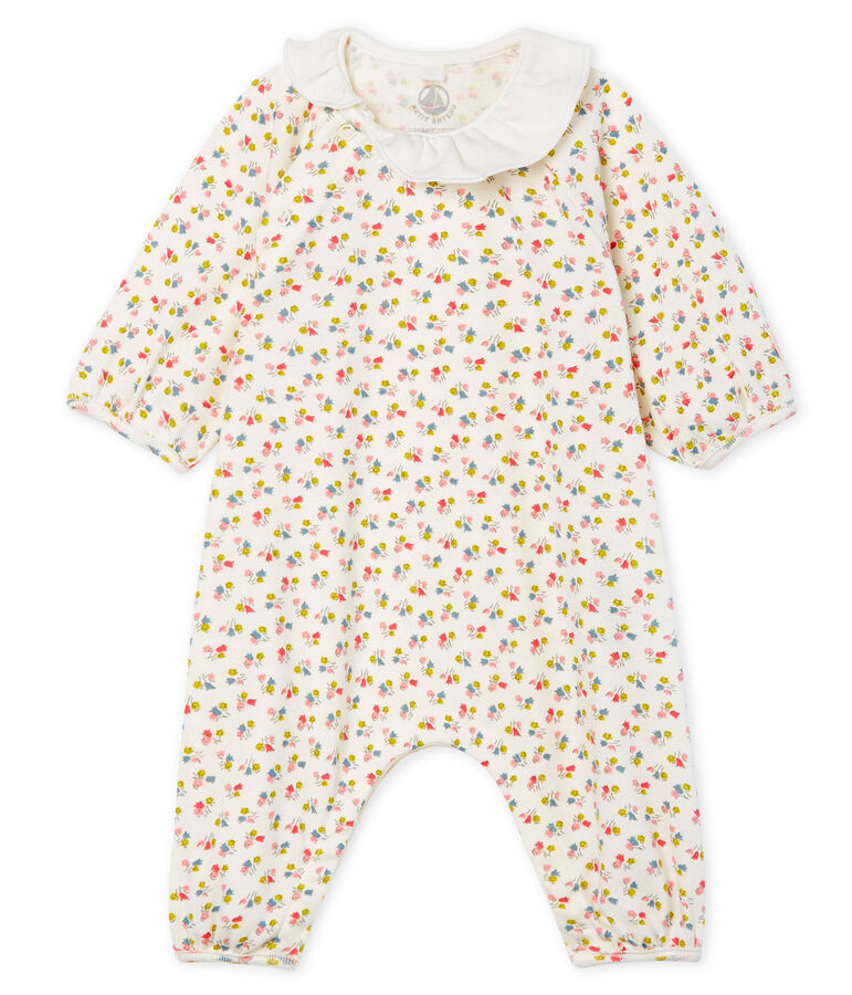 Baby Girls' Long Ribbed Jumpsuit white/multicolor
