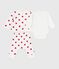 Babies' three piece heart print cotton wrapover top set MARSHMALLOW white/TERKUIT red