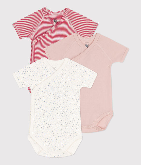 Wrapover Short-Sleeved Patterned Cotton Bodysuits - 3-Pack variante 2
