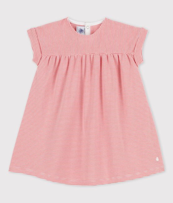 Babies' Organic Cotton Short-Sleeved Dress PAPAYE pink/MARSHMALLOW
