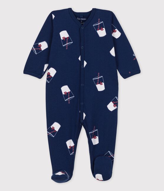 Babies' Organic Cotton Sleepsuit Tajinebanane x Petit Bateau MEDIEVAL blue/MULTICO white
