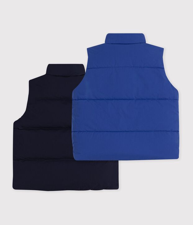Children's plain, sleeveless puffer jacket black/blue