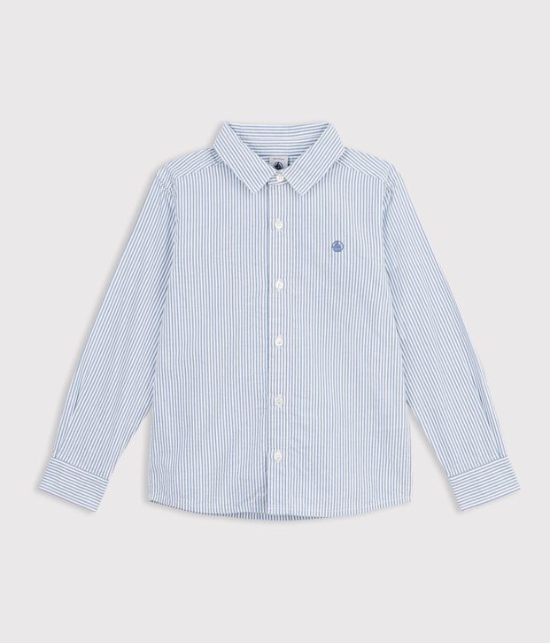 Children's stripy cotton shirt blue/blue