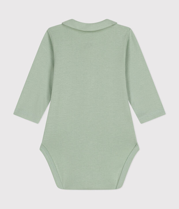 Babies' Long-Sleeved Bodysuit With a Collar green