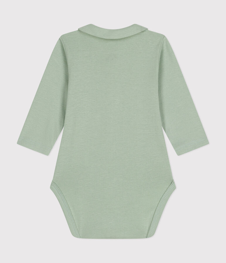 Babies' Long-Sleeved Bodysuit With a Collar green