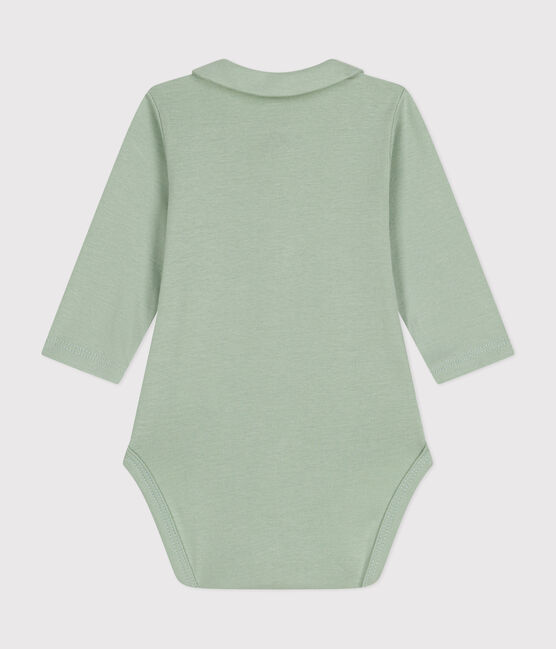 Babies' Long-Sleeved Bodysuit With a Collar HERBIER green