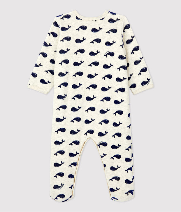 Babies' Velour Sleepsuit beige/blue