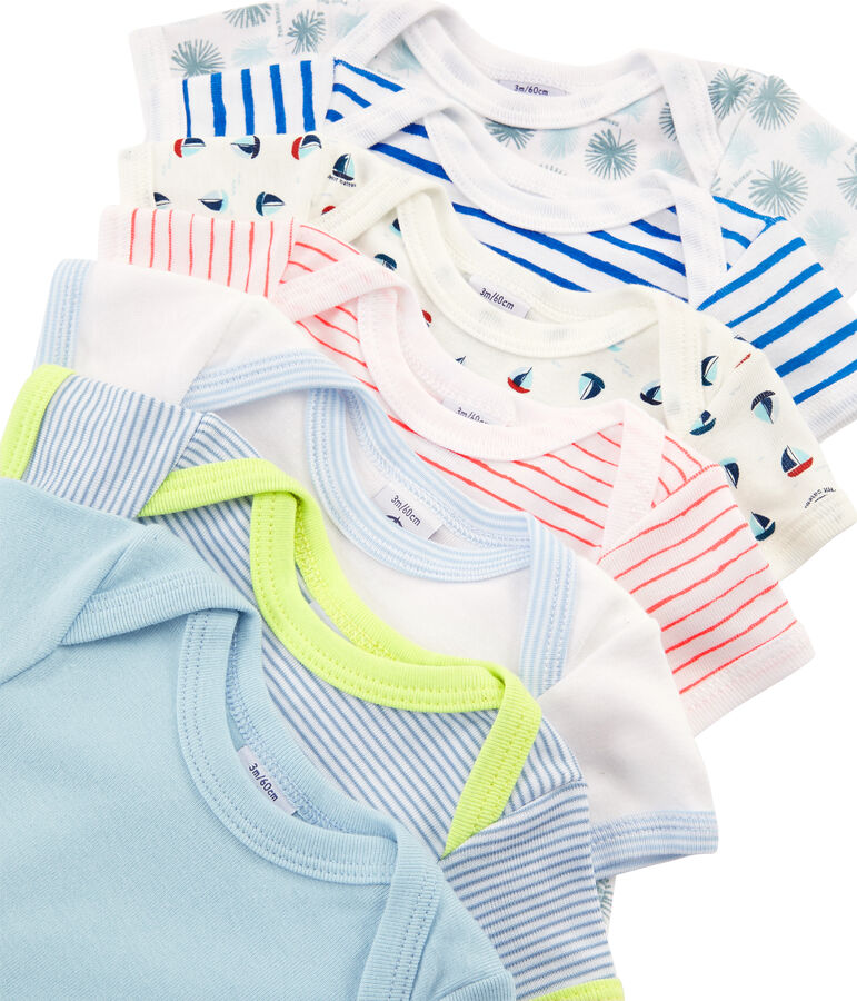 Surprise pack of 7 short-sleeved bodysuits for baby boys multicolor