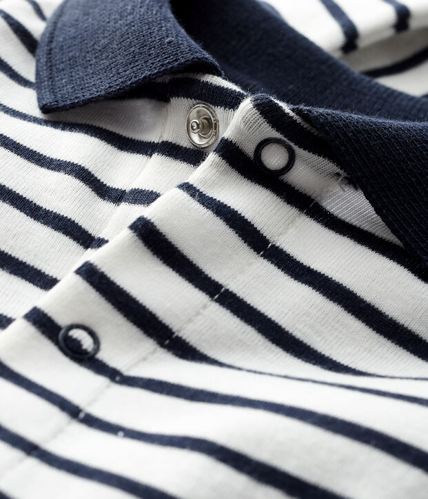 Baby boy's long-sleeved bodysuit white/blue