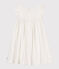 Girls' Sleeveless Textured Cotton Dress MARSHMALLOW white