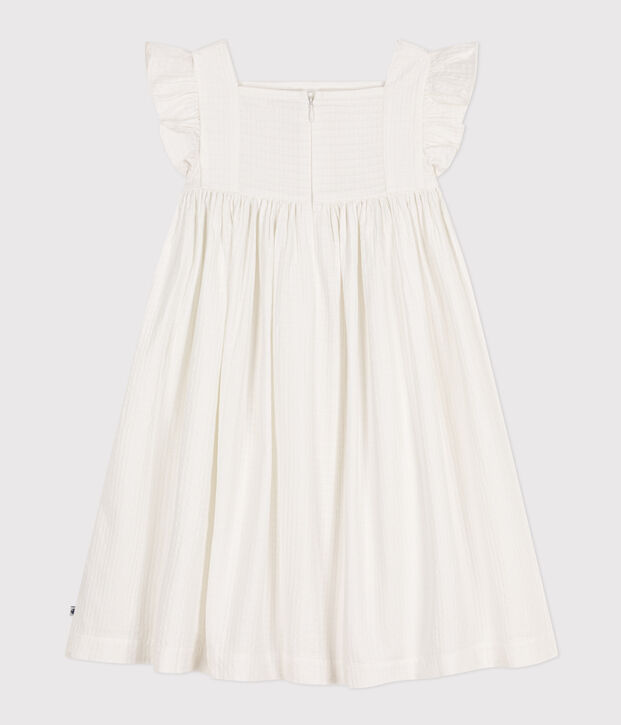 Girls' Sleeveless Textured Cotton Dress white