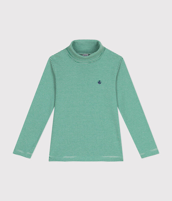 Children's cotton roll neck for girls or boys JARDIN green/MARSHMALLOW