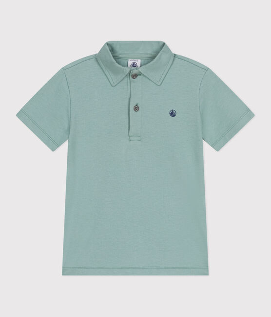 Children's plain short-sleeved cotton polo shirt PAUL green