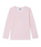Girl's long-sleeved T-shirt in wool and cotton VIENNE pink/GRETEL pink