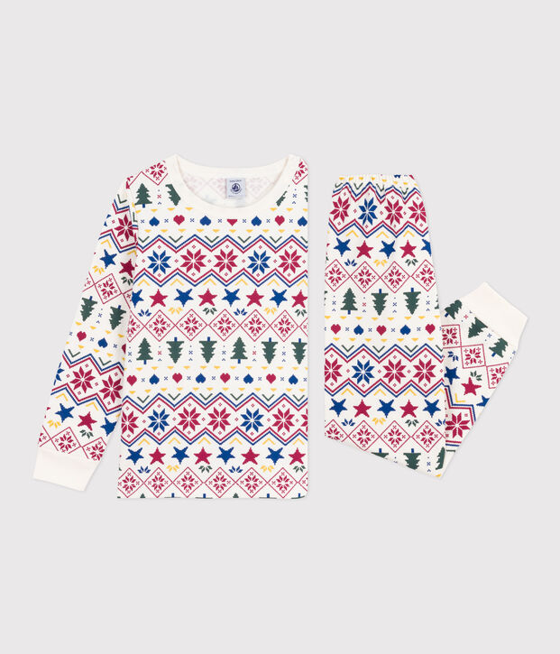 Children's Christmas pyjamas in printed fleece Ecru/multicolor