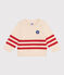 Babies' cotton jumper with placed stripes and a badge on the chest AVALANCHE red/AURORA