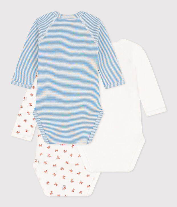 BABIES' LONG-SLEEVED COTTON BODYSUITS - 3-PACK multicolor