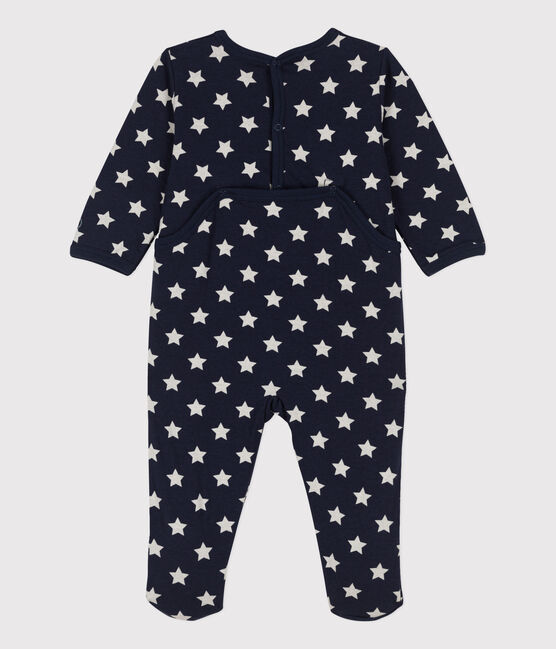 Starry Cotton Sleepsuit SMOKING blue/MARSHMALLOW white