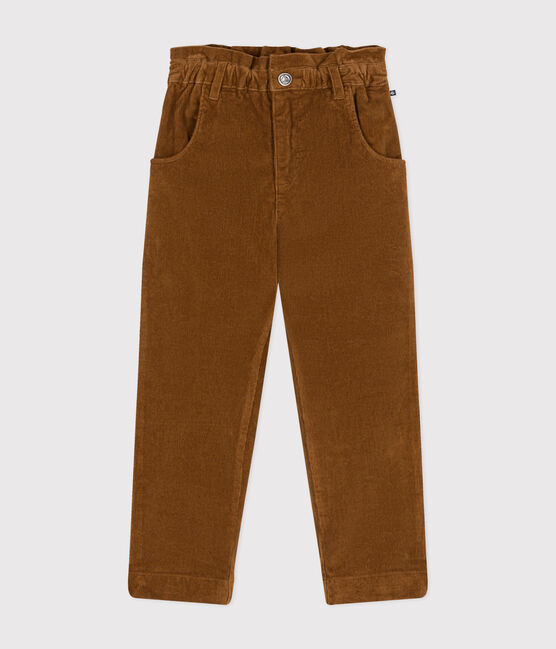Girls' corduroy trousers CUIVRE brown