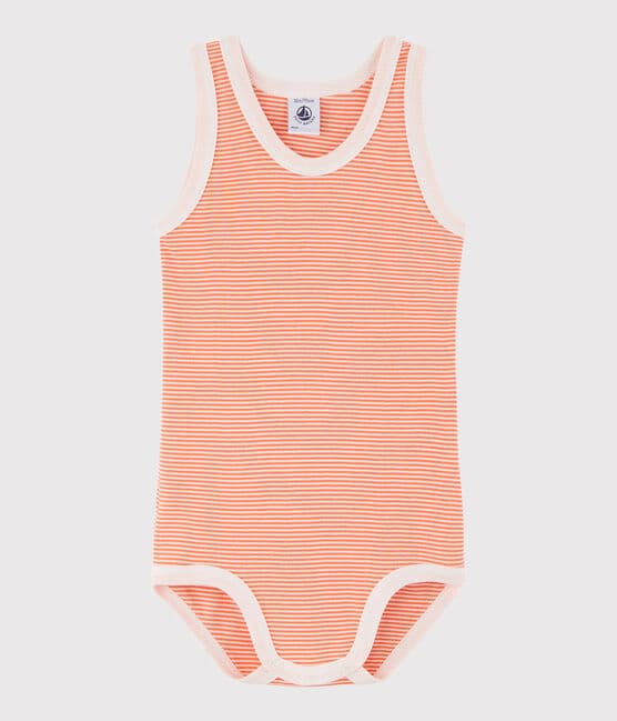 Baby Boys' Sleeveless Bodysuit CORAL orange/MARSHMALLOW white