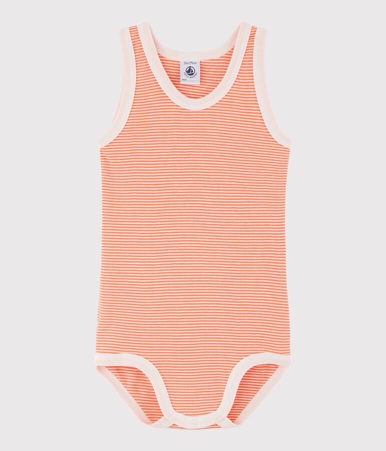 Baby Boys' Sleeveless Bodysuit CORAL orange/MARSHMALLOW white