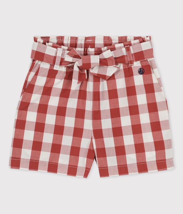 Girls' Gingham Poplin Shorts brown/ecru