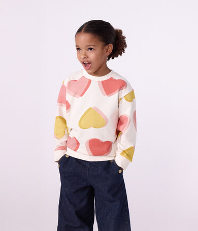Children's cotton sweatshirt printed with hearts
