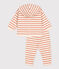 Babies' Thick Stripy Jersey Breton Outfit AVALANCHE pink/SIENNA white