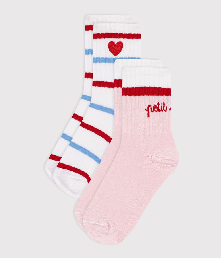 Girls' stripy cotton socks - 2-pack multicolor