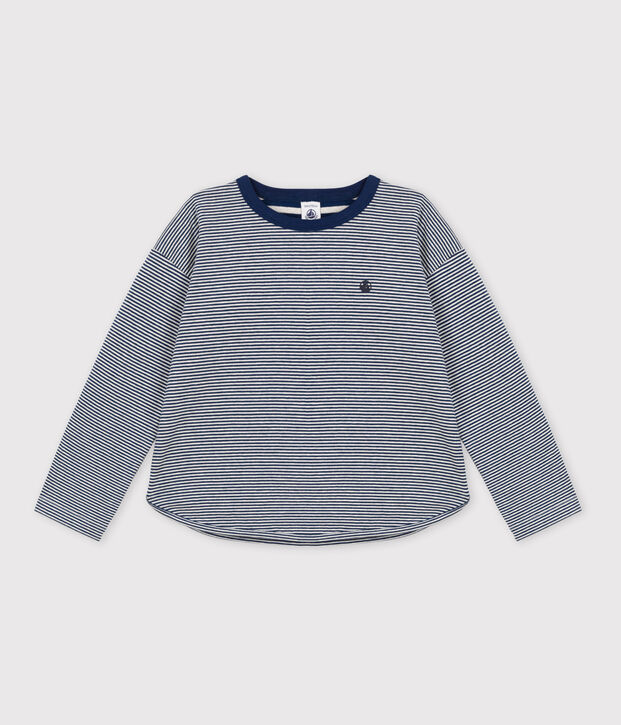 Boys' Long-Sleeved Tube Knit T-Shirt blue/beige