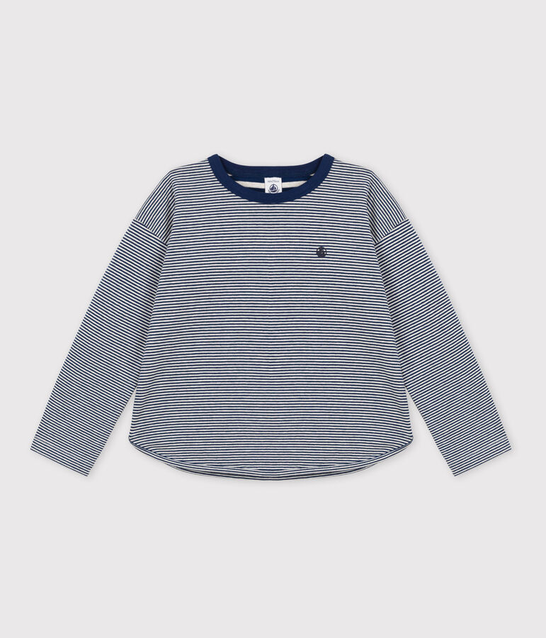 Boys' Long-Sleeved Tube Knit T-Shirt blue/beige