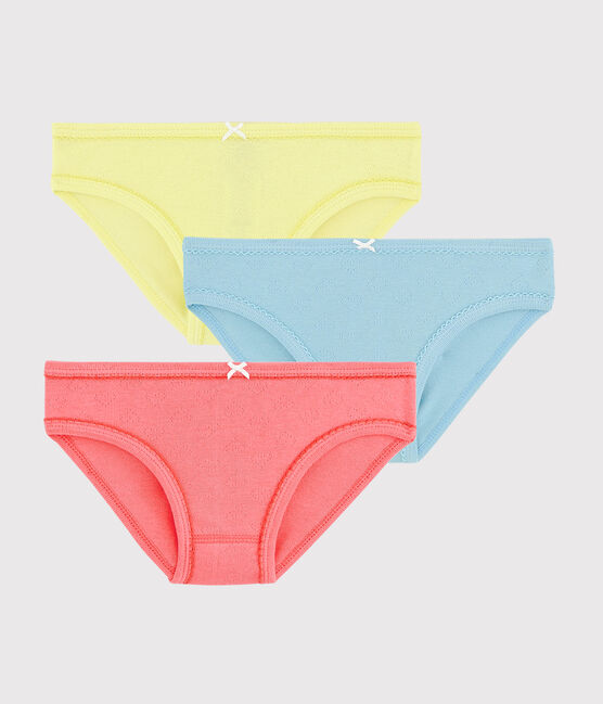 Girls' Colourful Openwork Organic Cotton Knickers - 3-Pack variante 1