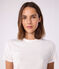 Women's short-sleeved rib knit Iconic Cocotte T-shirt ECUME white