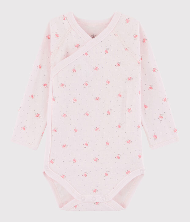 Baby Girls' Long-Sleeved Wrapover Bodysuit pink/multicolor