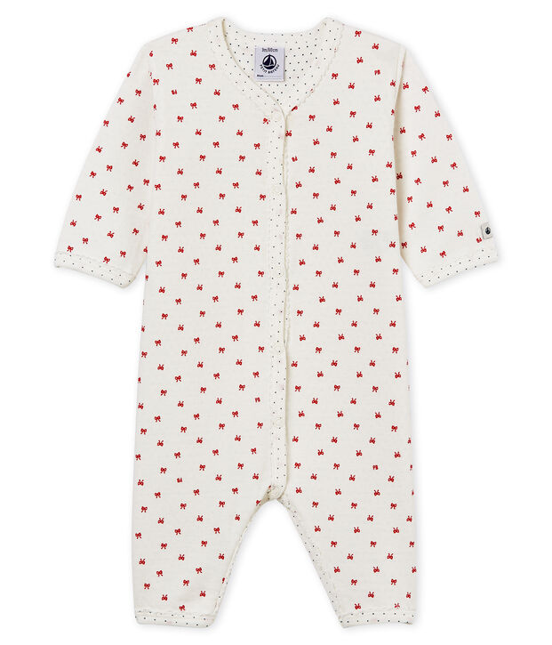 Baby Girls' Tube Knit Sleepsuit white/red
