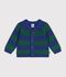 Babies' stripy wool and cotton knit cardigan multicolor/green