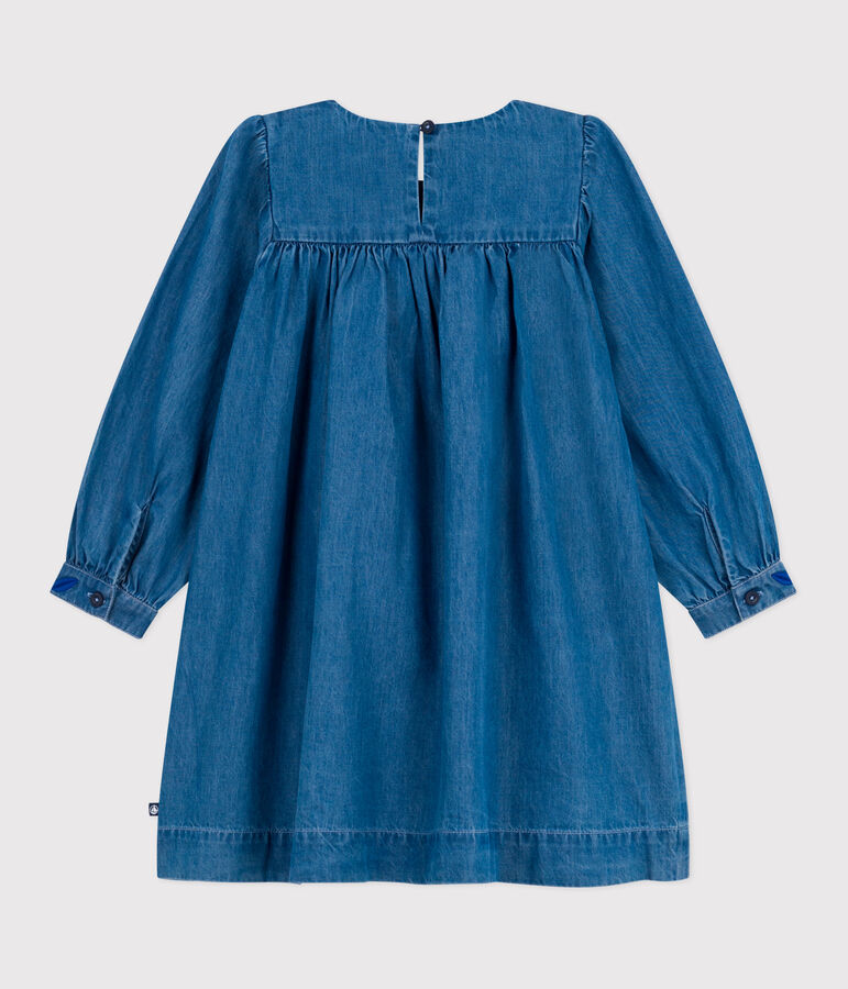 Children's long-sleeved denim dress blue