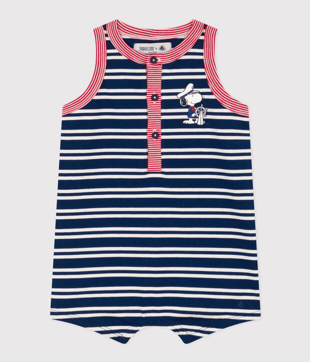 Babies' Petit Bateau X Snoopy Light Jersey Playsuit blue/multicolor