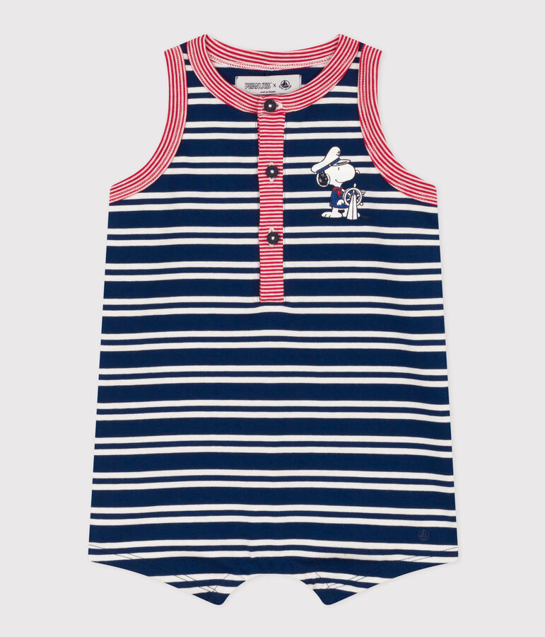 Babies' Petit Bateau X Snoopy Light Jersey Playsuit blue/multicolor