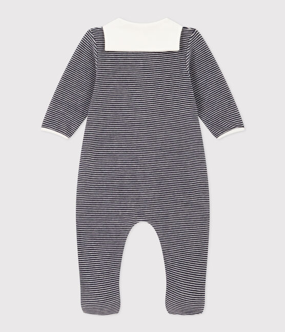 Babies' Pinstriped Velour Pyjamas SMOKING blue/MARSHMALLOW white