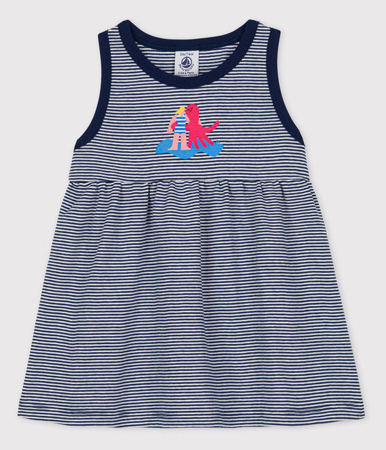 Petit Bateau x Water Family Babies' Dress MEDIEVAL blue/MARSHMALLOW white