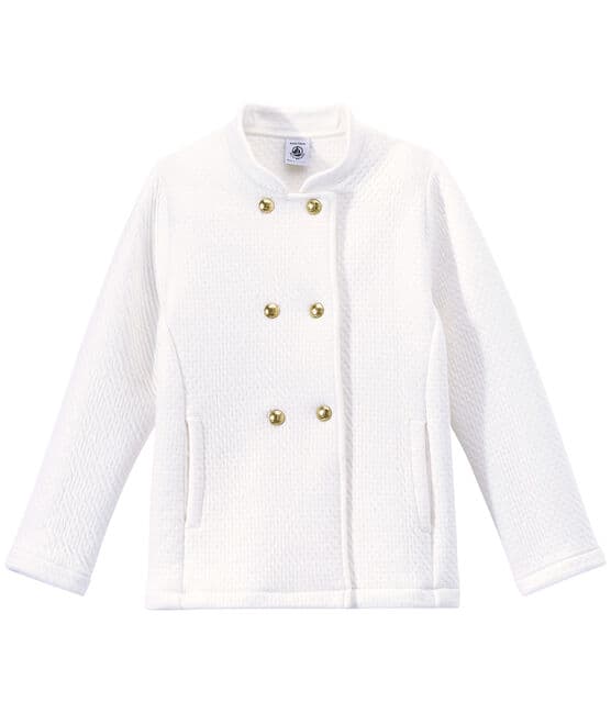Girl's quilted double knit coat MARSHMALLOW white