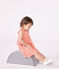Babies' sleeveless sunshine print cotton dress ABRICOT orange/MARSHMALLOW