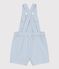 Babies' short-legged stripy cotton dungarees MARSHMALLOW blue/FLO