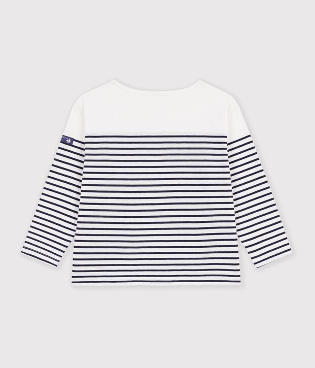 Children's cotton Breton top white/blue