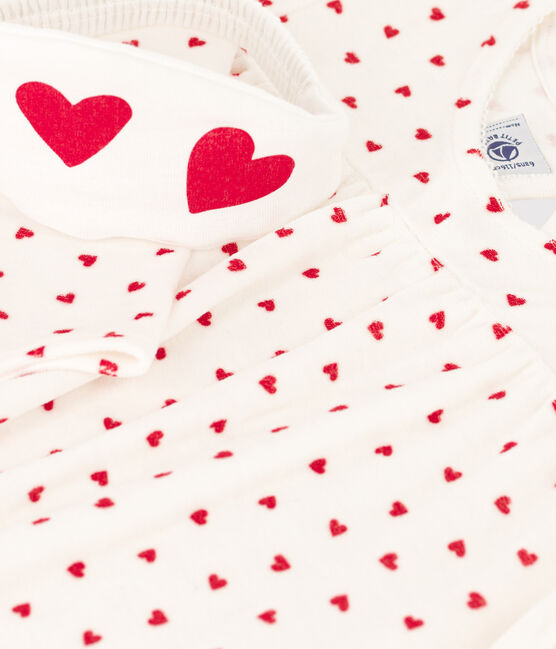 Girls' Velour Nightdress and Heart Tiara MARSHMALLOW white/TERKUIT red