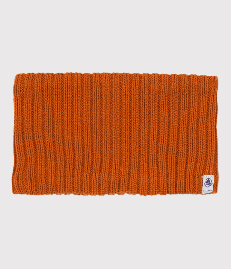 Babies' Knit Snood with Recycled Fleece Lining brown