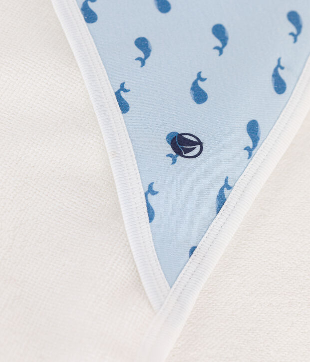 Babies' cotton bath wrap blue/blue